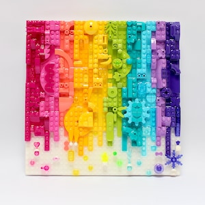 LEGO® Brick Wall Art: Jewel-Tone Rainbow Drip - 10x10