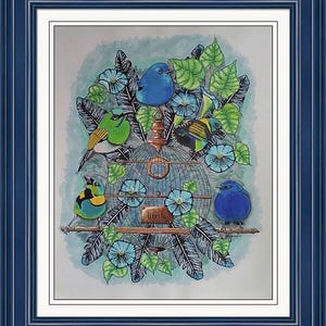 Free Birds.  11x14&quot; Original hand-signed mixed media painting on paper.