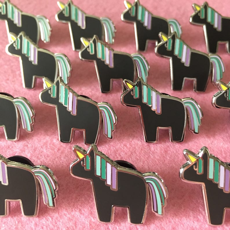 Black Midnight Unicorn Enamel Lapel Pin image 1