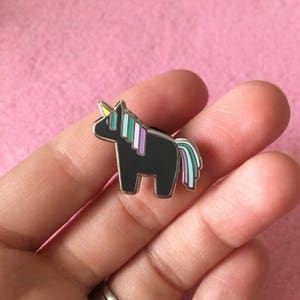 Black Midnight Unicorn Enamel Lapel Pin image 3