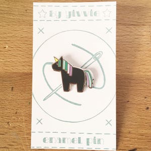 Black Midnight Unicorn Enamel Lapel Pin image 2