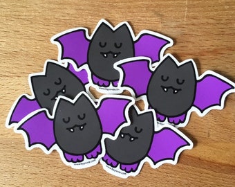 Cute Vinyl Stickers: blue whale, purple narwhal, purple sea serpent, black unicorn, bat