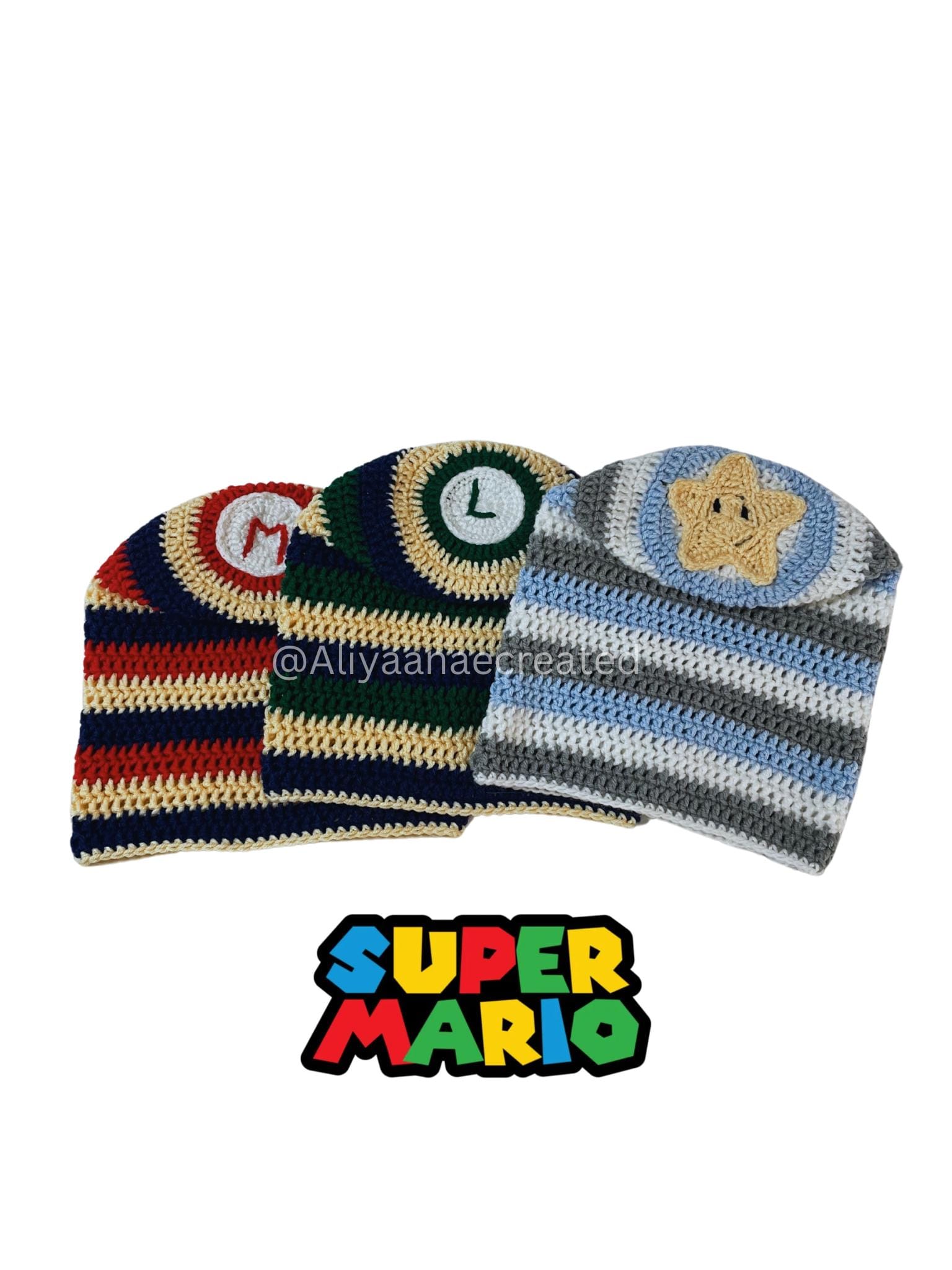 Crochet slouchy beanie| mario themed crochet beanie