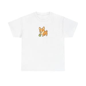 Tennis Corgi Tee, Dog Lover Shirt, Animal Graphic Top, Tennis Puppy T-Shirt, Pet Owner Gift, Cute Cartoon Animal Apparel