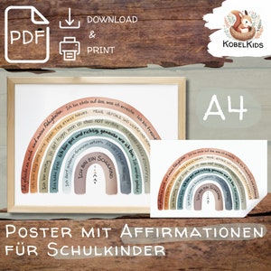 PDF Download Poster Schukind Affirmations Rainbow Back to School Gift School Enrollment Decoration Encouragement Wishes Sayings Boho to print