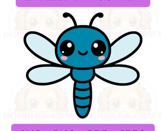Libelle SVG niedlich Kawaii geschichtet Cricut Insekt, Clipart Aufkleber PNG, digitaler Download