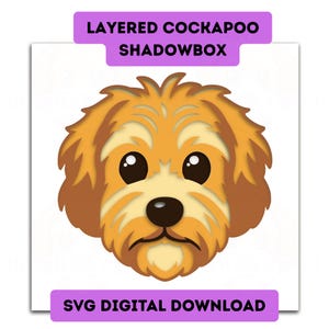Caja de sombras 3D de Cockapoo SVG, archivo de corte Cricut para perros, descarga digital instantánea