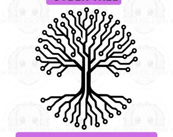 Baum Cyber Sigilism SVG Natur PNG, Abstrakte Technologie Kunst, Vektor Clipart, Schnittdatei, Sofortiger digitaler Download Design