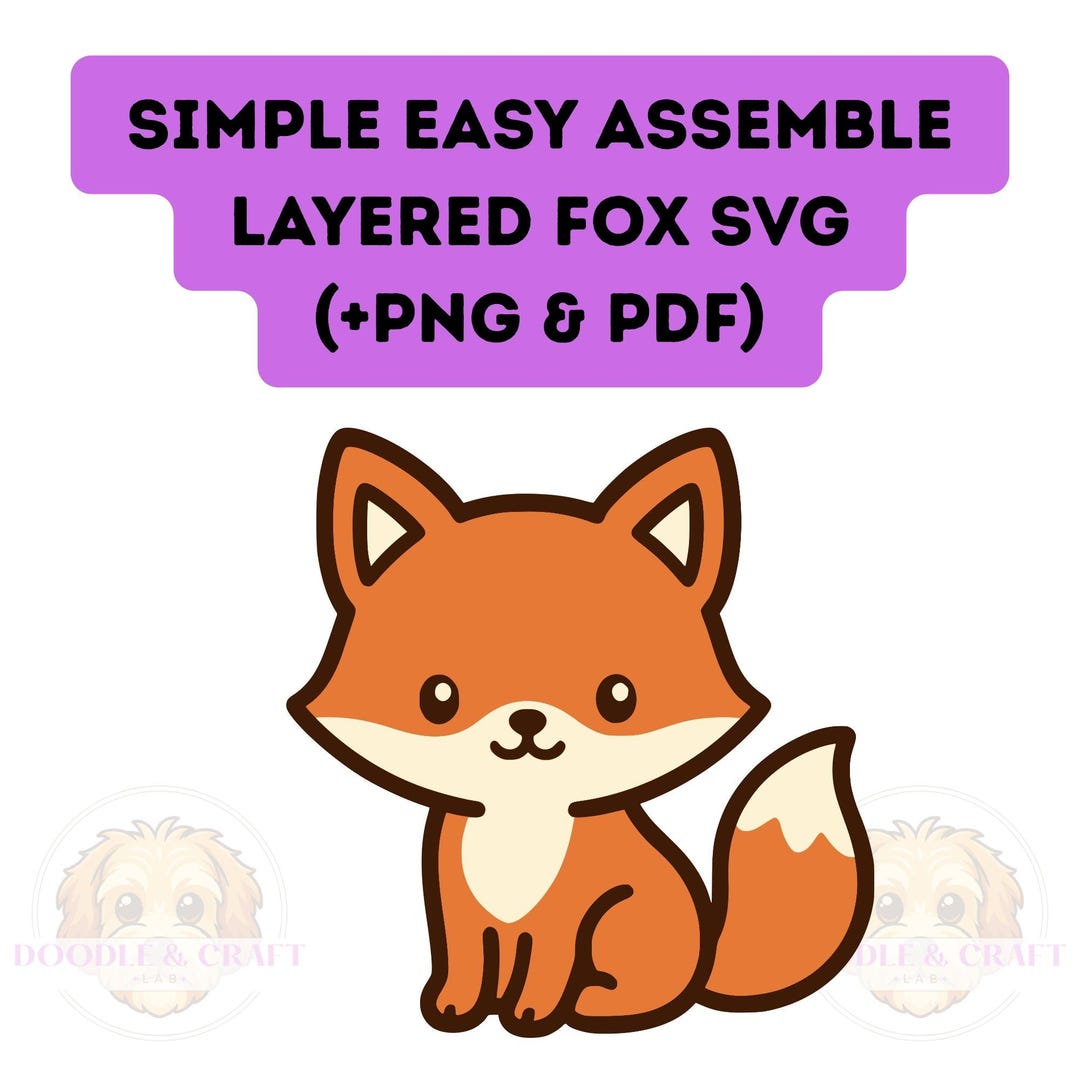 Fox SVG Cute Kawaii Cut File for Layered Vinyl or 3D Cardmaking on ...