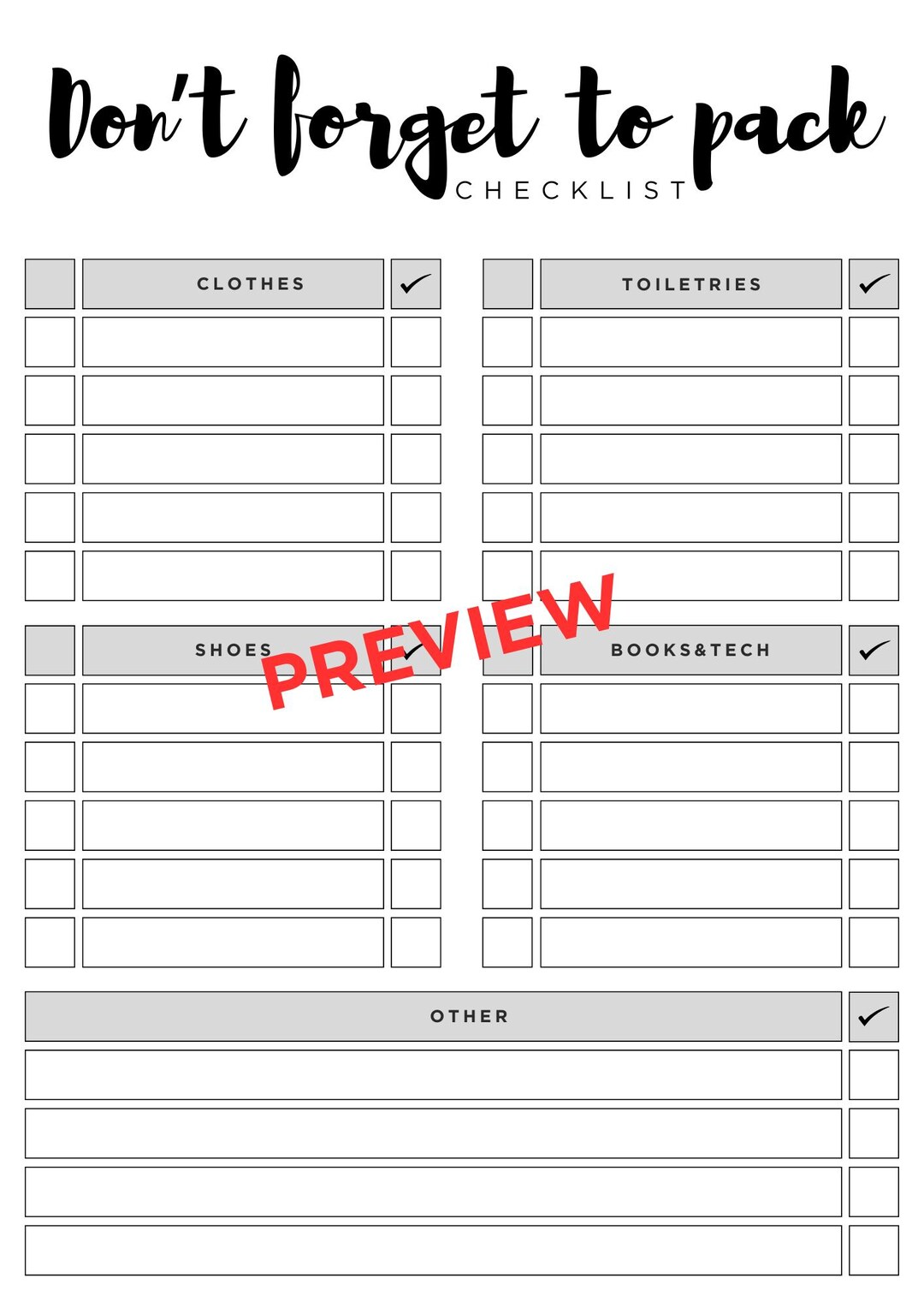 Packing Reminder Don't Forget to Pack This! Printable A4 Packing List - Etsy