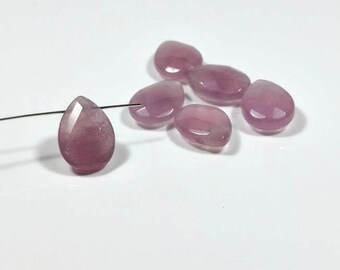 6 Pink Purple Faceted Glass Briolette Beads...18x13mm