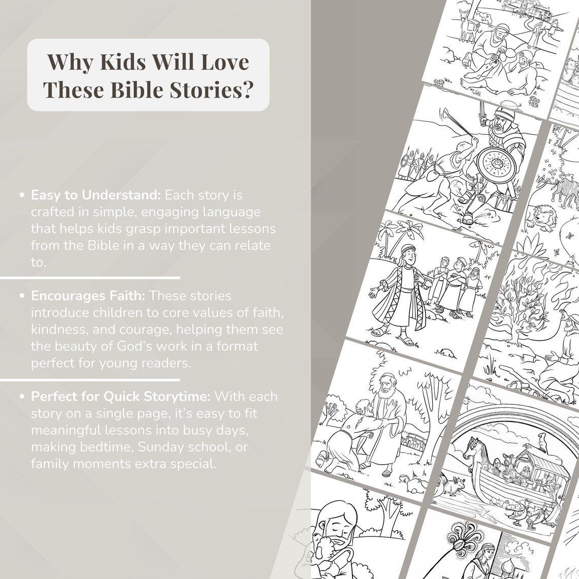 Bible Stories for Kids - Bundle of 25 Inspiring One-page Stories