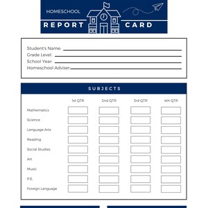 Homeschool Report Card Etsy