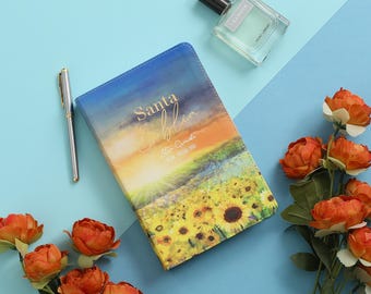 Biblia Letra Grande 12 puntos para Mujer RV1960 imit piel girasoles al amanecer con índice