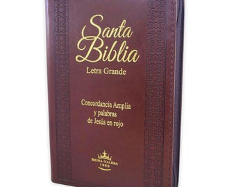 Biblia Letra Grande 12 puntos con cierre RV1960 imit piel marron con indice