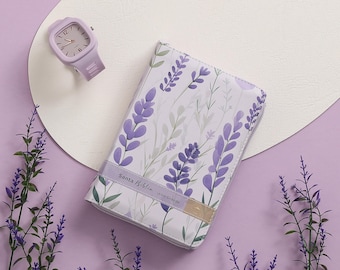 Biblia para Mujer con Cierre Portátil 12 puntos RV1960, imit piel flores lila con índice y canto floral