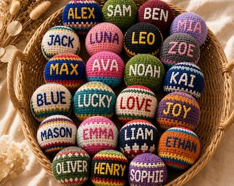Personalized Crochet Hacky Sack, Custom Name Footbag Ball, Handmade Juggling Toy, Colorful Outdoor Game Gift for Kids Adults