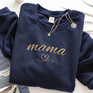 Geborduurd mama-sweater, verjaardagscadeau mama ronde hals, trendy ronde hals voor vrouwen, moedercadeaus, moederdagcadeau, mama-shirt, mama-shirt