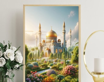 Mosque Poster: Modern Islamic Wall Art, Ramadan Decor