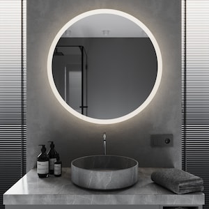 Wall Hanging Round LED Mirror, Illuminated Mirror, 3 Variants of Light, Bedroom Mirror, Bathroom Mirror, Makeup Mirror, Modern Wall Mirror