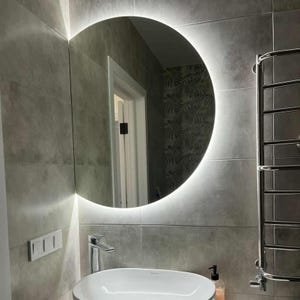 Semicircle Hanging Mirror, Large LED Wall Mirror, Aesthetic Cut Mirror, Frameless Handmade Mirror, Vanity Mirror Make-up Mirror, Custom Size