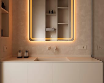 Rounded Corners Mirror, Modern LED Bathroom Vanity Mirror, Frameless Wall Mirror, Smart Home Decor