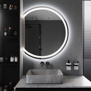 Half-Round LED Mirror with Dual Lighting, Front and Backlit Wall Vanity Mirror for Modern Bathroom or Entryway Decor, Semi-circle Mirror