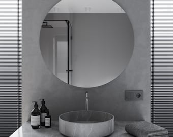 Round Frameless Wall Mirror, Minimalist Circular Mirror, Modern Home Decor, Elegant Bathroom Mirror, Stylish Living Room Accent Decor