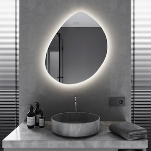 Irregular Shape LED Backlit Bathroom Mirror, Asymmetrical Circle Lighted Vanity Mirror, LED Wall Mirror, Illuminated Mirror, Bathroom Mirror