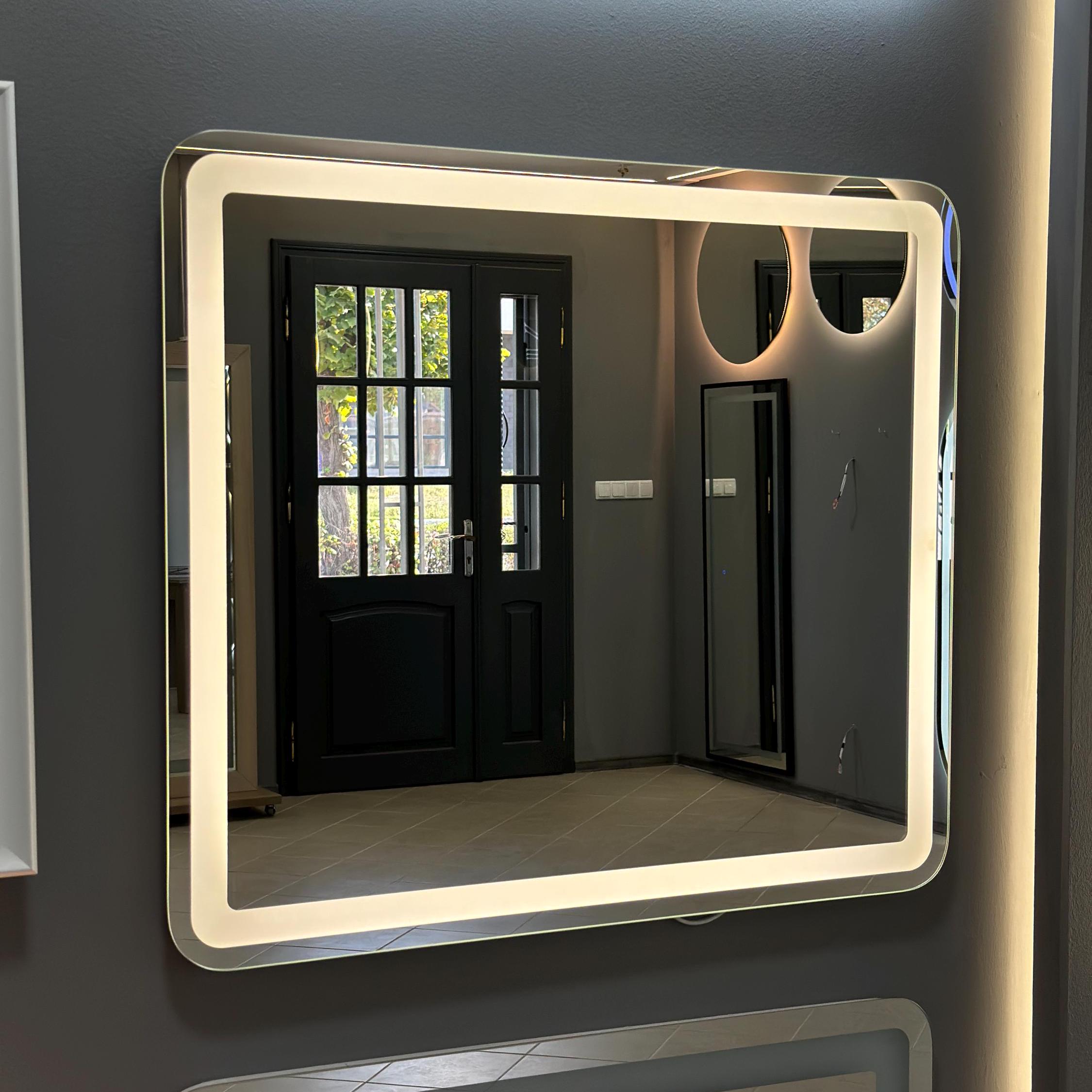 Rectangle Mirror With Rounded Corners and Frontal Face Illumination ...