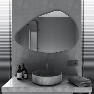 Teardrop-Shaped Wall Mirror, LED Mirror, Frameless Modern Accent Mirror, Unique Home Decor, Entryway Mirror, Contemporary Bathroom Mirror