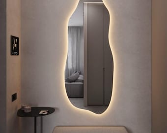 Espelho ondulado irregular moderno - Espelho de parede assimétrico para banheiro, quarto, sala de estar ou entrada, toque exclusivo de decoração para casa sem moldura