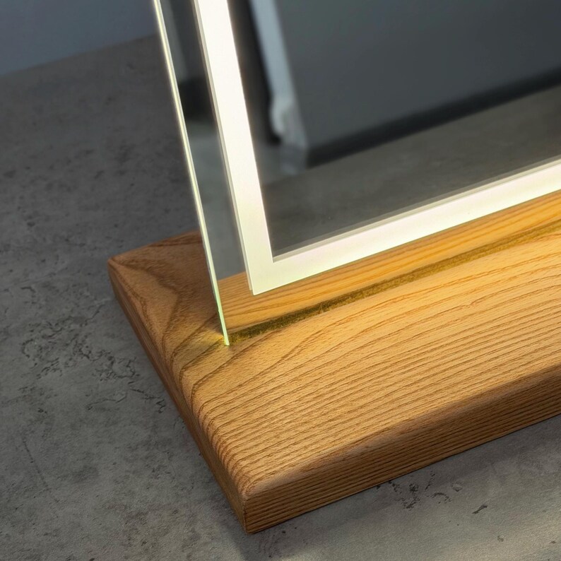 Frameless tabletop mirror for makeup desk, bathroom vanity, or bedroom decor