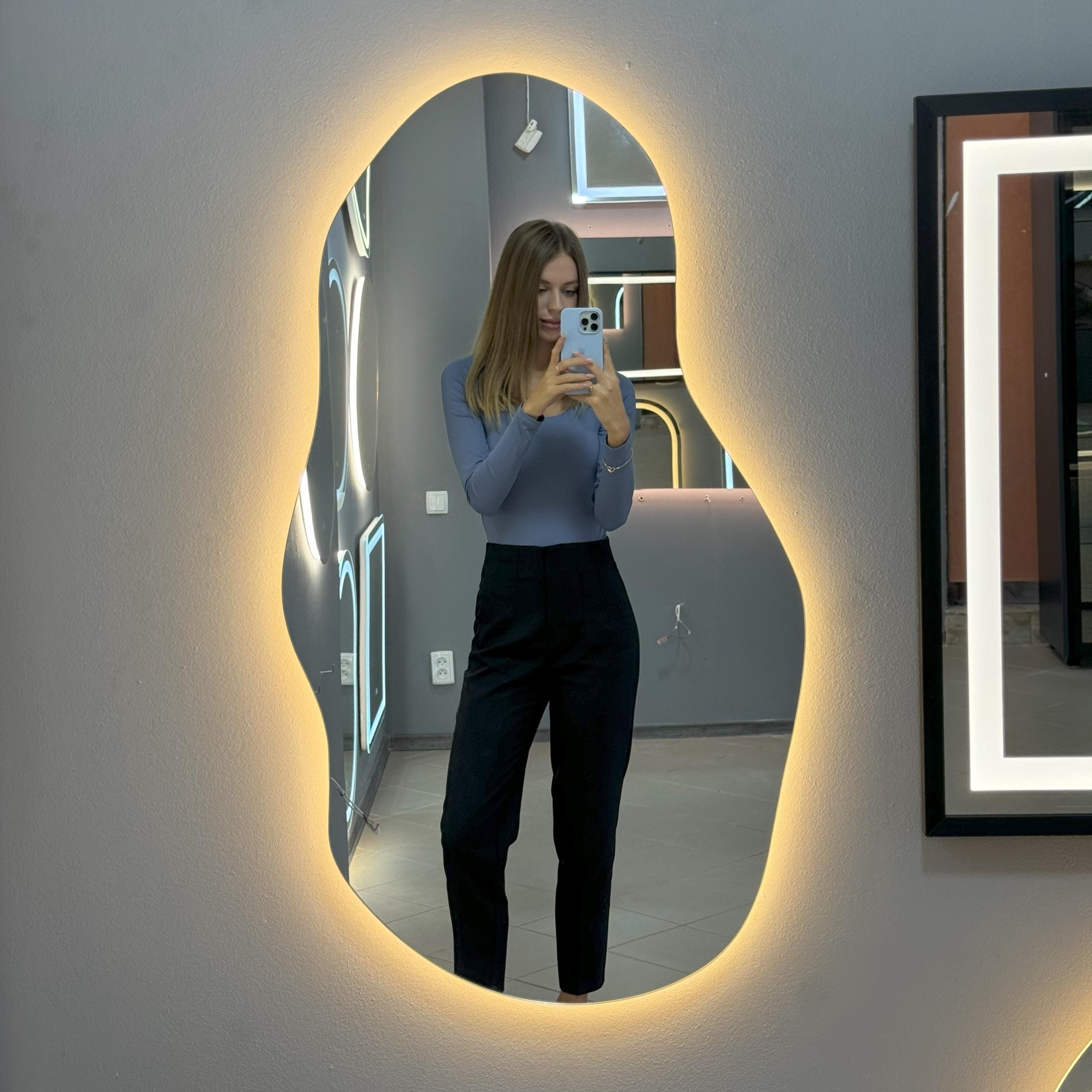 Asymmetrical Wavy Mirror, Decorative Led Mirror, Irregular Mirror, Wall ...