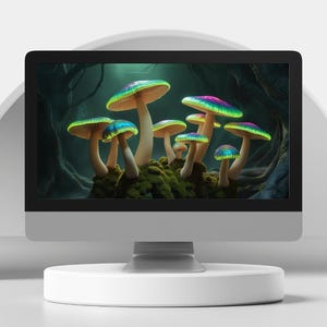 Zauberpilz Wald Digital Print Bundle | 5 Trippy Fantasy Laptop Illustrationen | Dark Cottagecore druckbare Kunst für die Galerie Wanddekoration