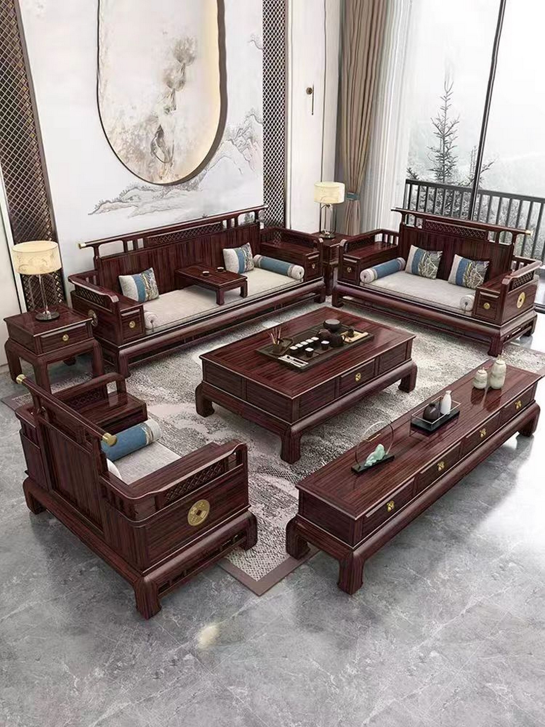 Mahogany living room set discount