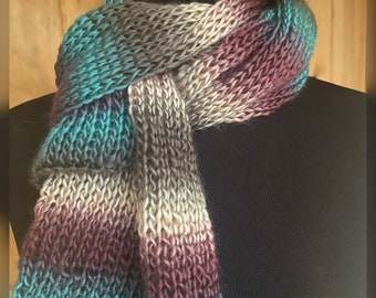 Hand Knit Luxury Short Collar Teal Pop Scarf