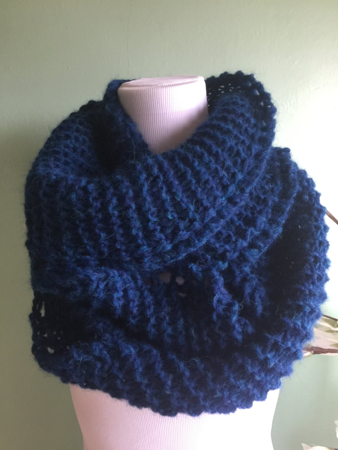 Outlander Inspired Hand Knit Infinity Fashion Scarf with Alpaca Yarn
