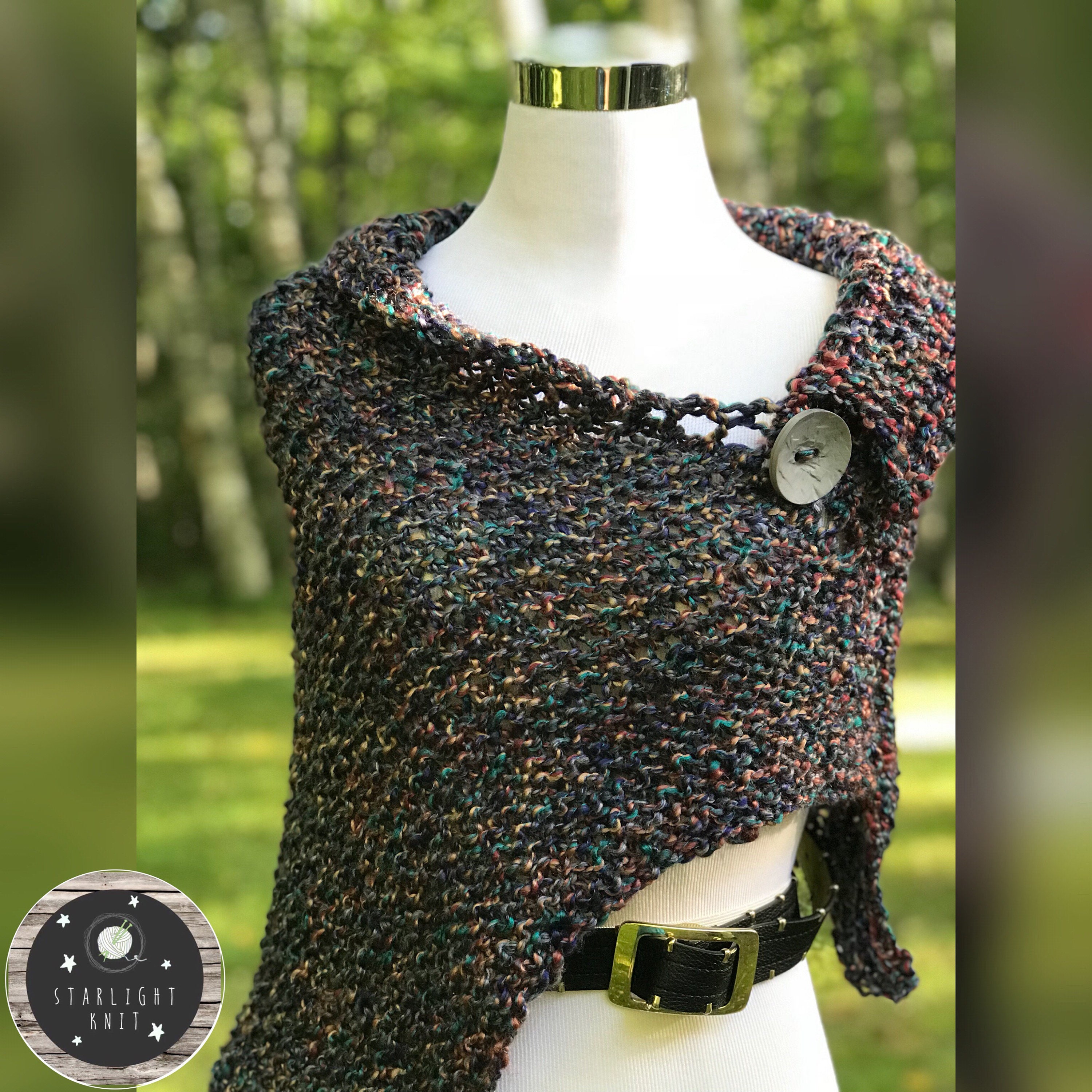 Outlander Inspired Shawl Wrap Poncho with Decorative Shoulder Button