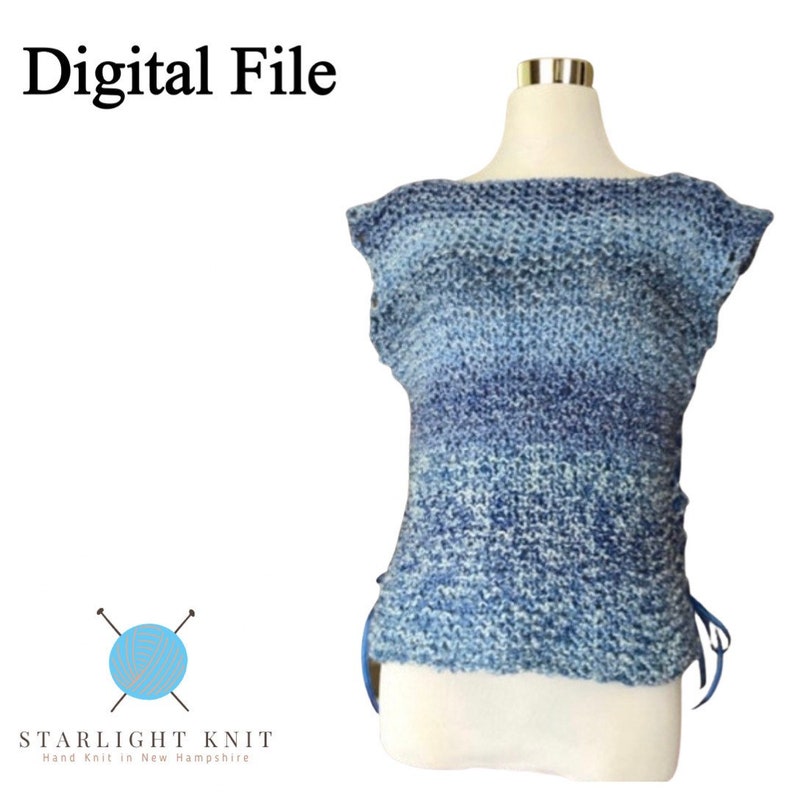 DIY Hand Knit Quick Simple Summer Shell Knit Pattern Digital Beginner Design image 2