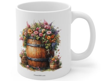 A Barrel of Flowers Mug, Perfect Gift For Flower Lovers