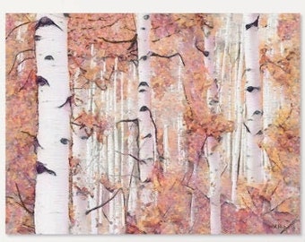 Pastel Aspen Forrest, Aspen Tress, Fall Colors, Printable Art, Instant Download, Colorful Wall Art, Pink Colors, Abstract, Downloadable Art