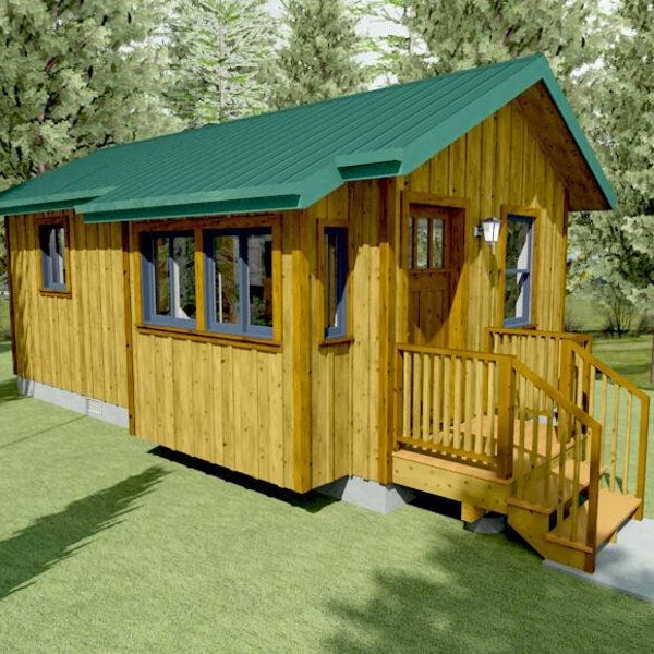 Tiny House Plans, 12' x 24', With 304 sq ft, House Plans For First-Time-Builder, Tiny Home Blueprints, Tiny Cabin, PDF download, Floor Plans