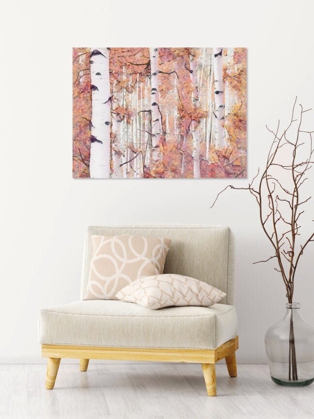 Pastel Aspen Forrest, Aspen Tress, Fall Colors, Printable Art, Instant Download, Colorful Wall Art, Pink Colors, Abstract, Downloadable Art