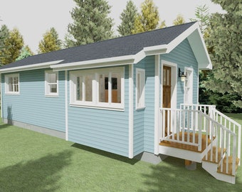 Tiny House Plans, 12' x 32' with 400 sq ft, 1 bedroom, Easy-to-understand digital house plans designed for the first-time-builder in mind
