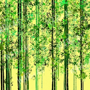 Abstract Painting Of A Bamboo Forest, Yellow Backgound, Digital Print, Instant Download, Colorful Art, image 4