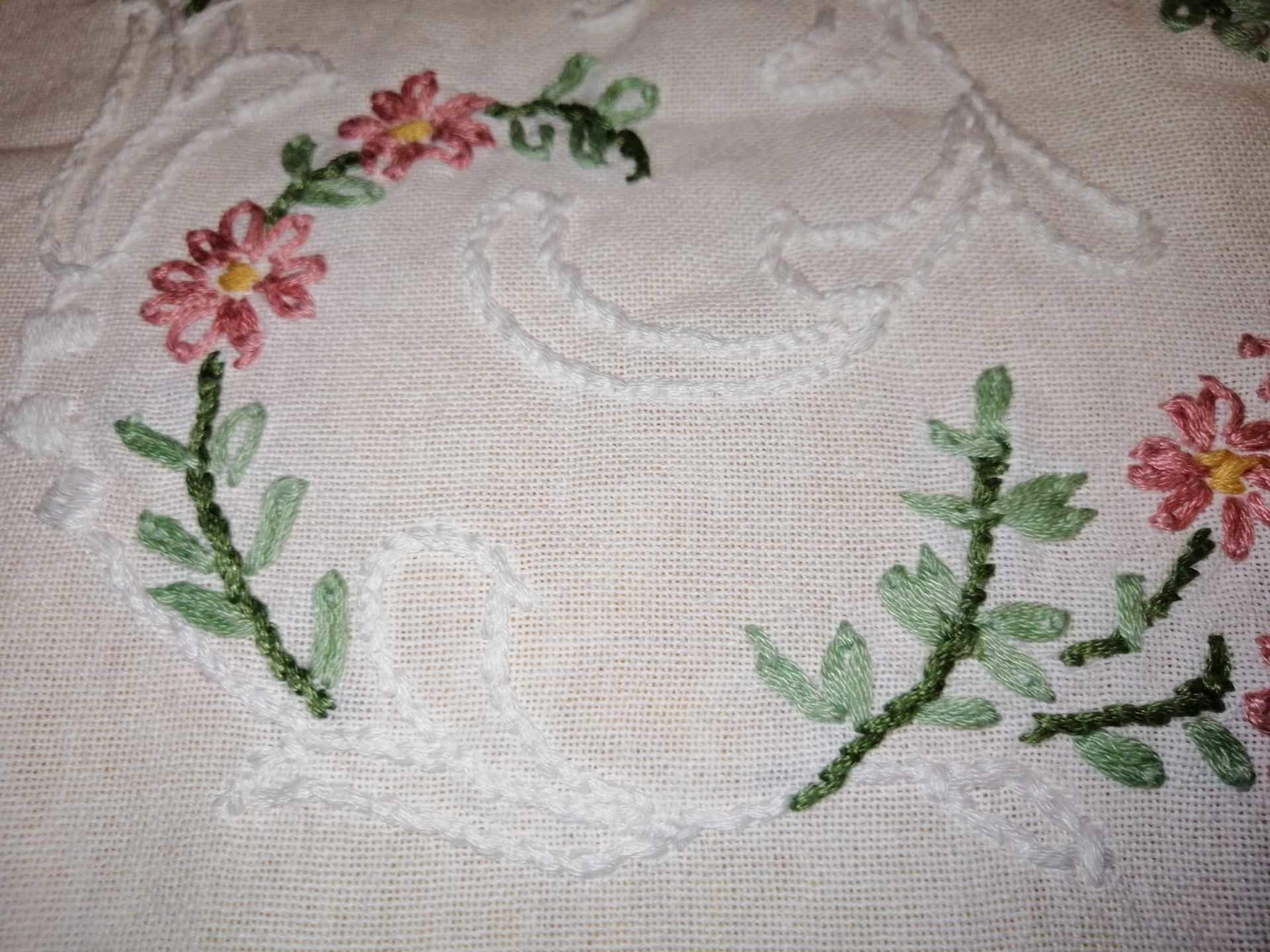 ハンドメイド　花柄刺繍　 大判テーブルクロス　新品未使用148×144cm ハンドメイド 花柄刺繍 大判テーブルクロス 新品未使用148×144cm