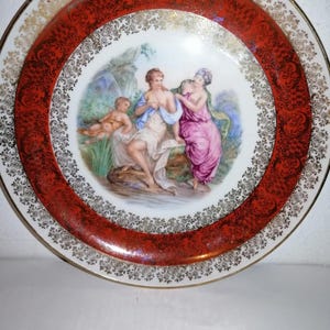 Vintage PMR Bavaria Jaeger & Co Germany porcelain collector plate 1930s 1940s gilded collectible plate