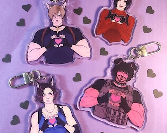 Resident Evil clear acrylic keychains (Ada, Leon, Carlos and Jill!) DBD Dead By Daylight survivor charms