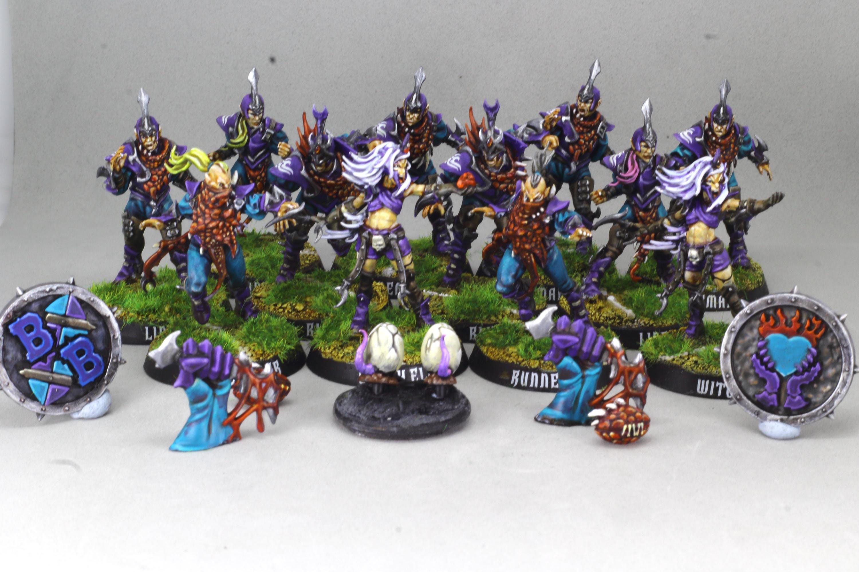 ★Blood Bowl★ ダークエルフ チーム 海外限定 ミニチュア Painted Dark Elves Team with Star Players Blood Fantasy Football